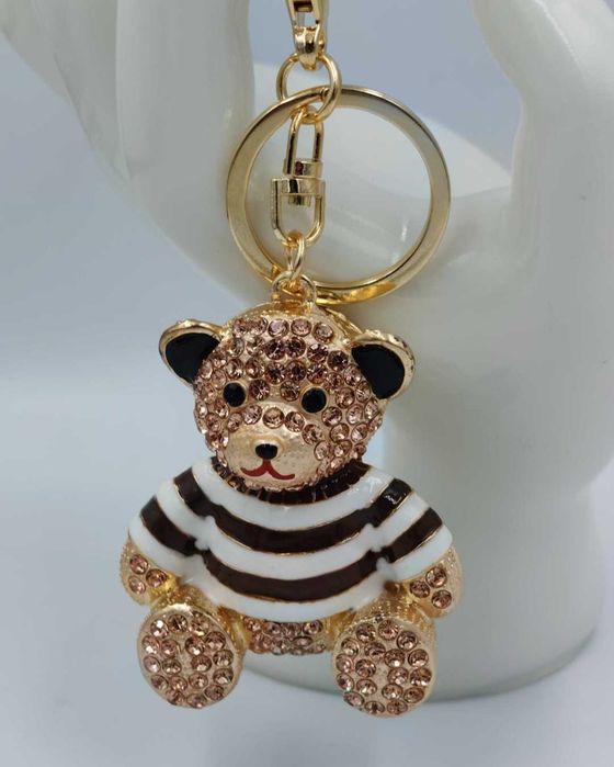 Brelok miś z cyrkoniami zawieszka do kluczy torebki modny prezent HIT