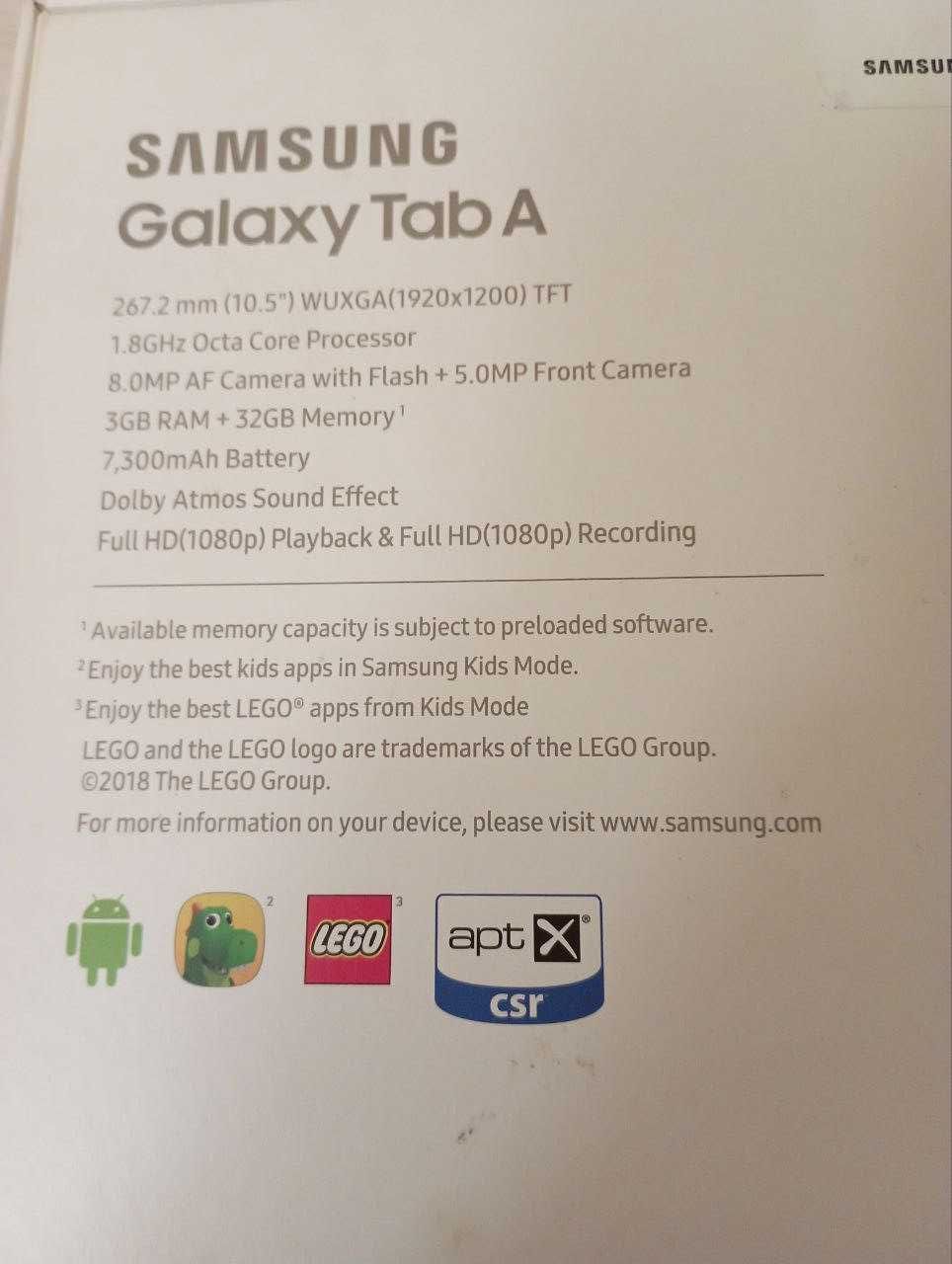 Планшет 10" Samsung Tab A SM-T590