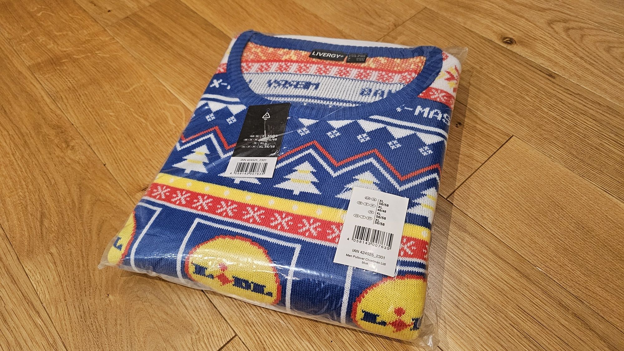 LIDL sweter świąteczny XL 56/58 (niebieski, męski)