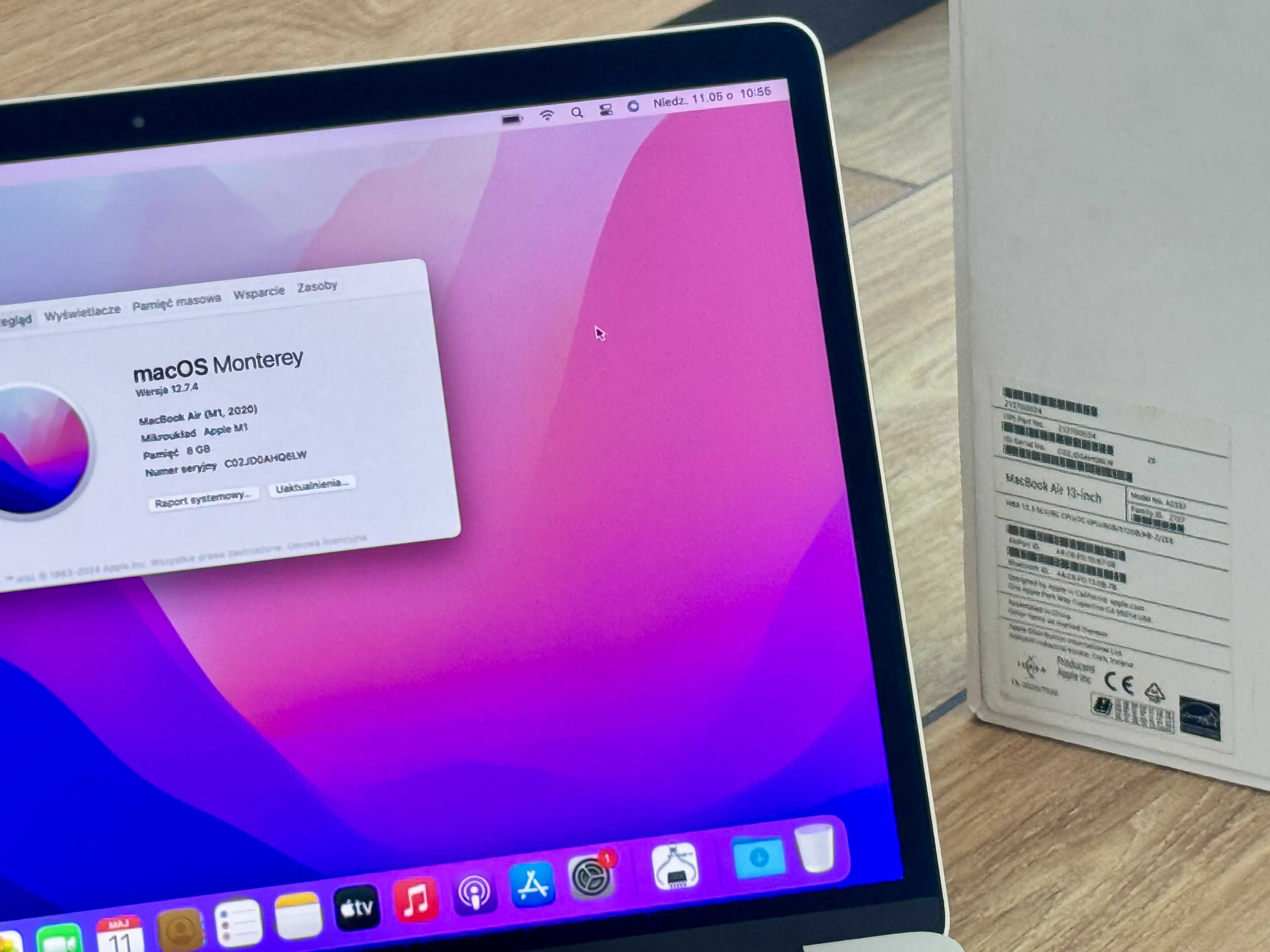 Apple Macbook Air 13.3" A2337 CPU M1 / 8GB / 512GB SSD / stan idealny