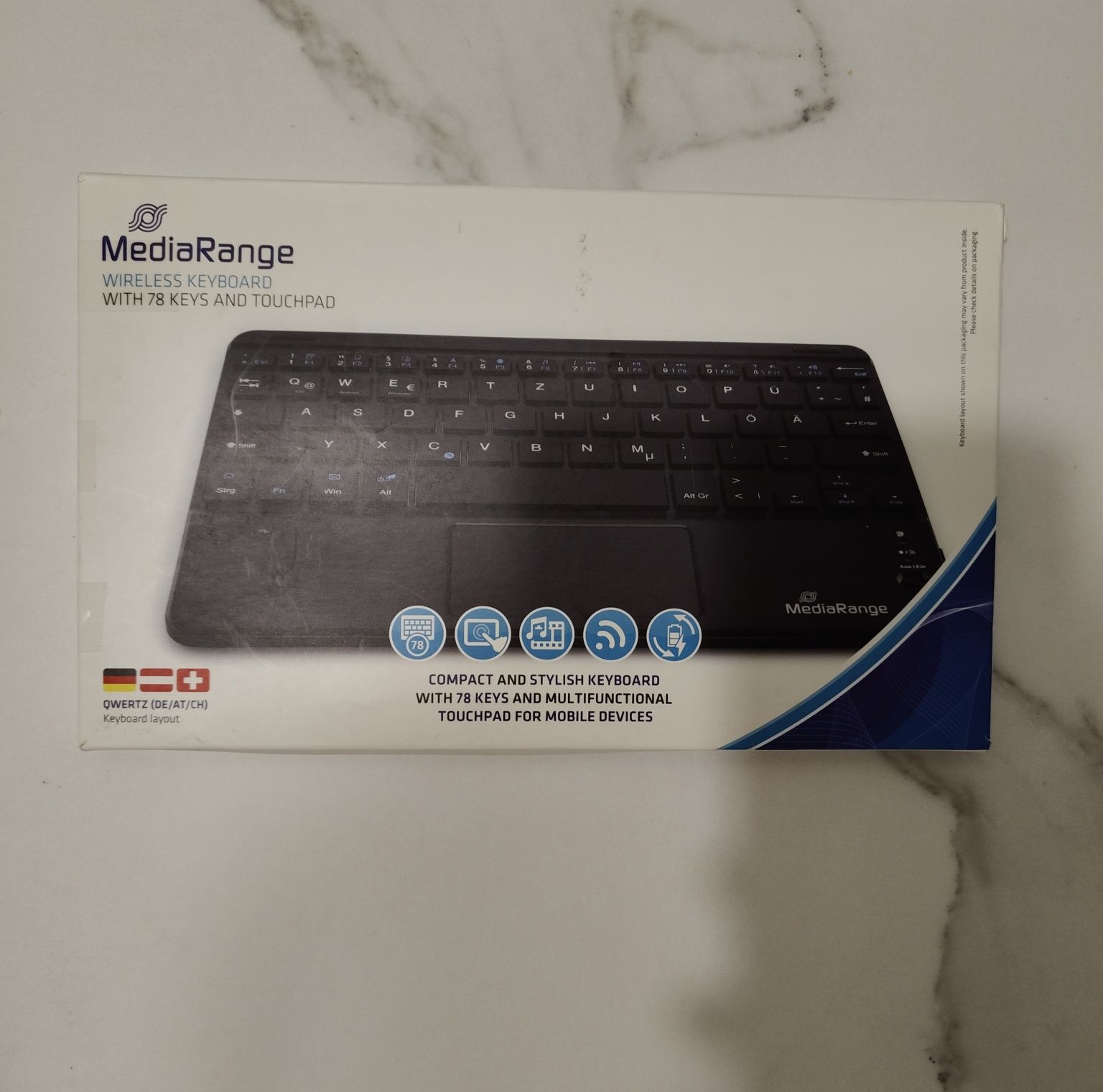 Klawiatura bezprzewodowa MediaRange Compact z 78 klawiszami i touchpad