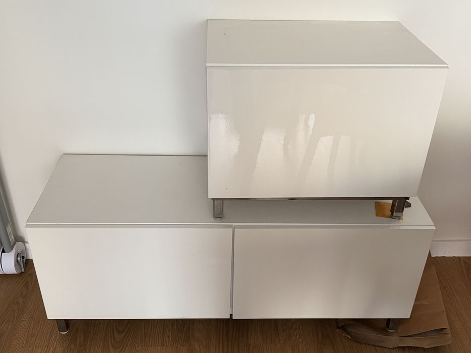 Niskie szafki białe połysk 180x42x49