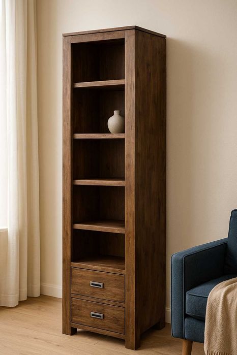 Biblioteczka drewniana, drewno egzotyczne i