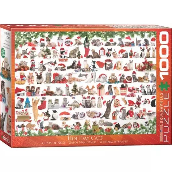 Puzzle 1000 elementów. Świąteczny świat kotów. Eurographics