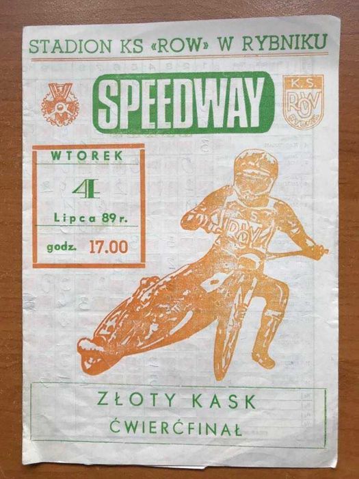 Program żużlowy 1/4 Złoty Kask [Rybnik, 1989r.]