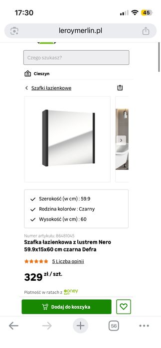 Szafka łazienkowa z lustrem