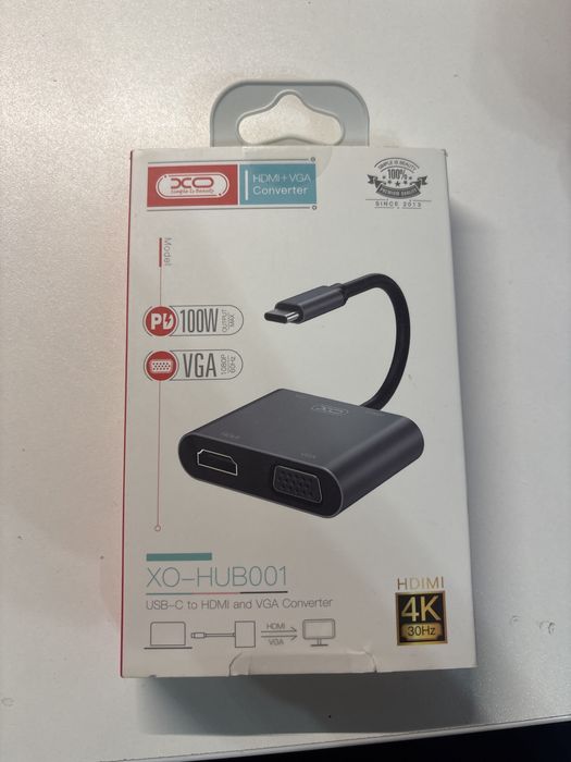 USB-концентратор XO HUB001 4 in 1 HDMI/VGA/USB3.0/PD