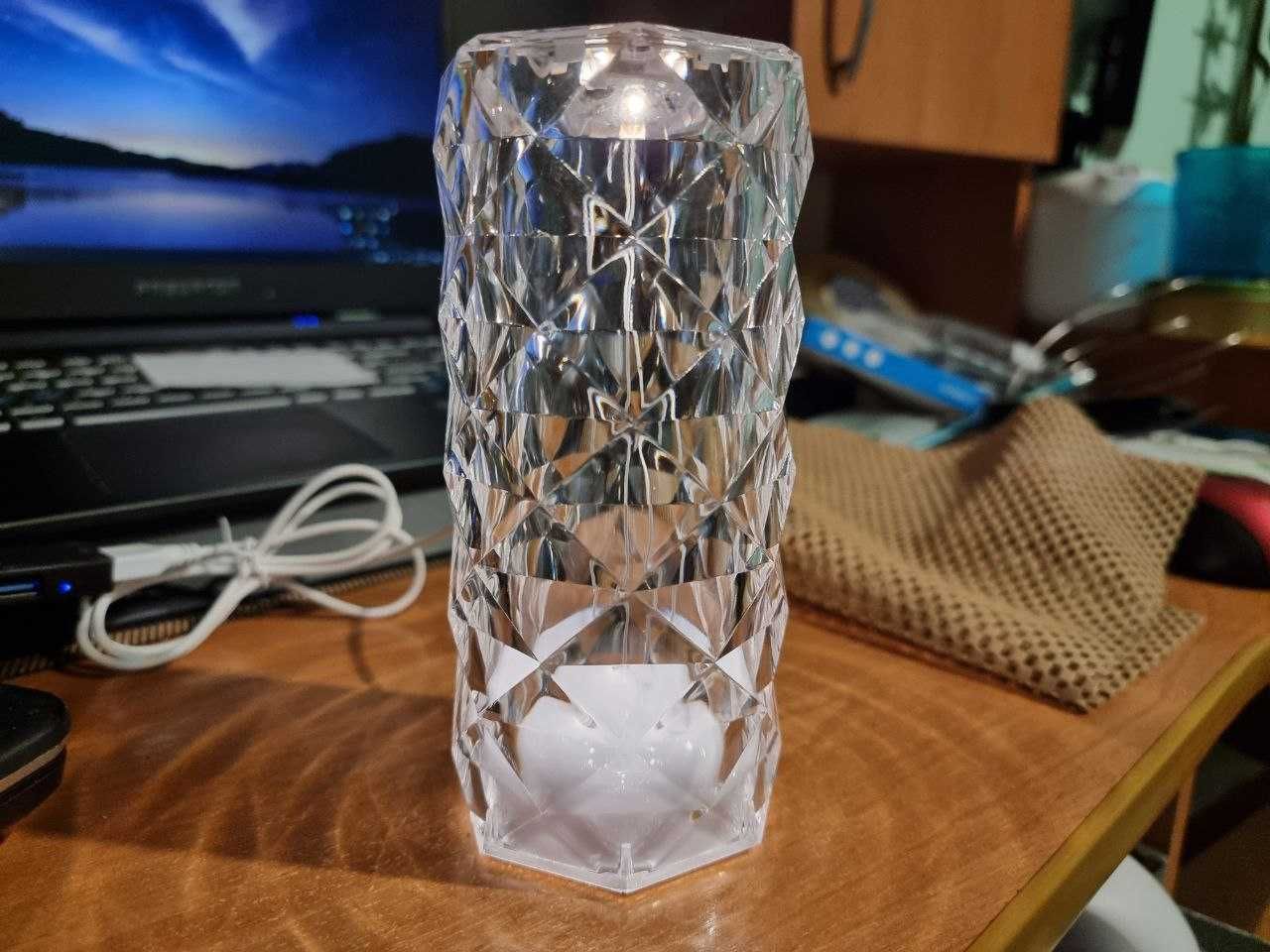 Хрустальная ваза-светильник USB холодный и теплый белый лампа ночник