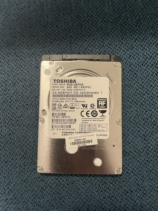 Dysk Twardy Toshiba 500GB HDD + kabel Sata
