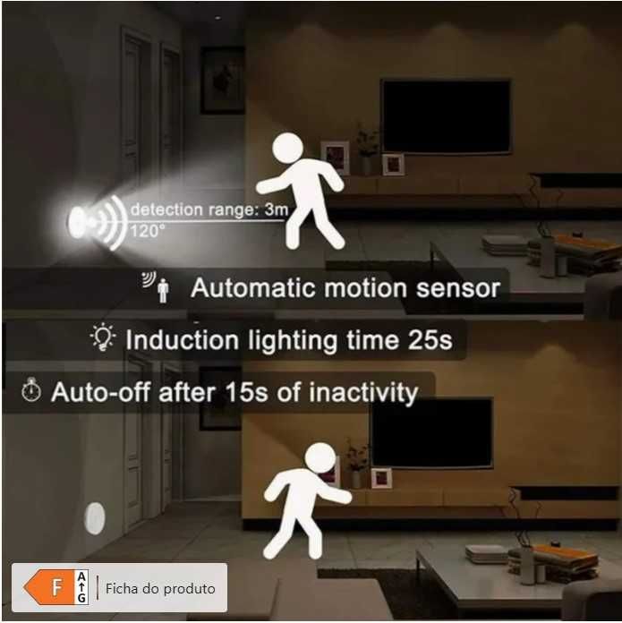 Luz nocturna com detecção movimento (1=3)