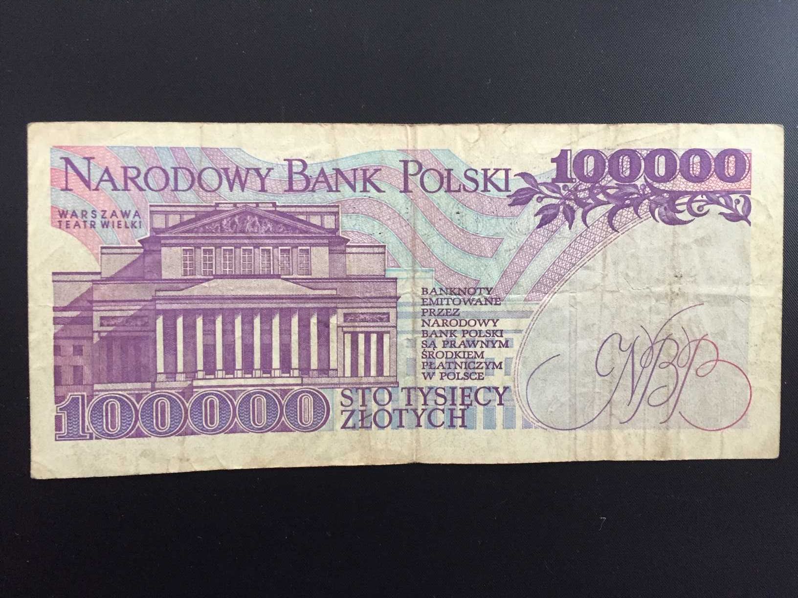 Banknot PRL 100000 tys. Seria AB Rok 1993 - RZADKI.