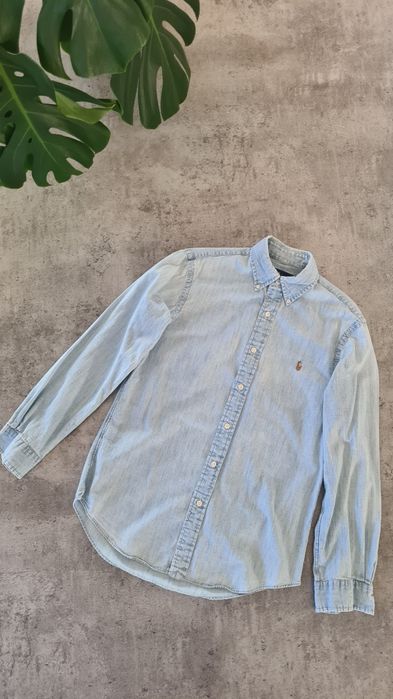 Koszula Polo Ralph Lauren. Jasny niebieski Błękitny jeansowa. S