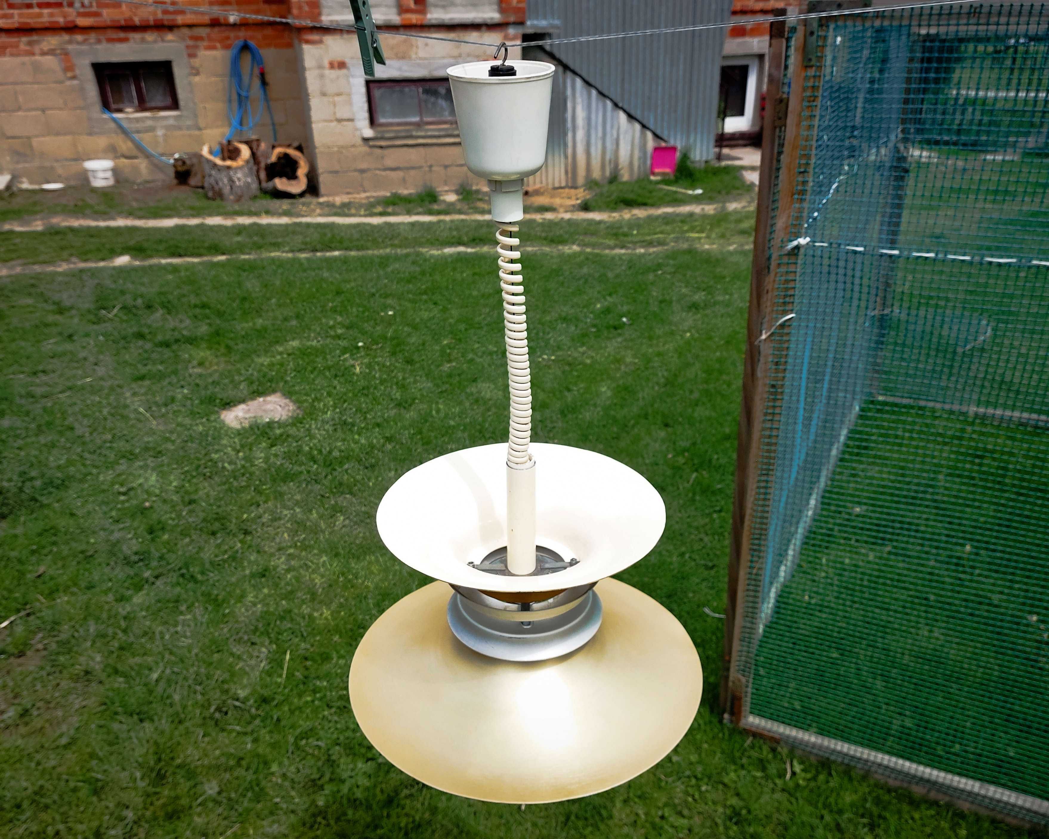 Lampa wisząca Polam Poznań PRL aluminium złocone
