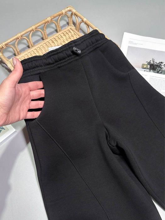 Штани широкі теплі на флісі палаццо чорні 10 11 12 13 14 15 років