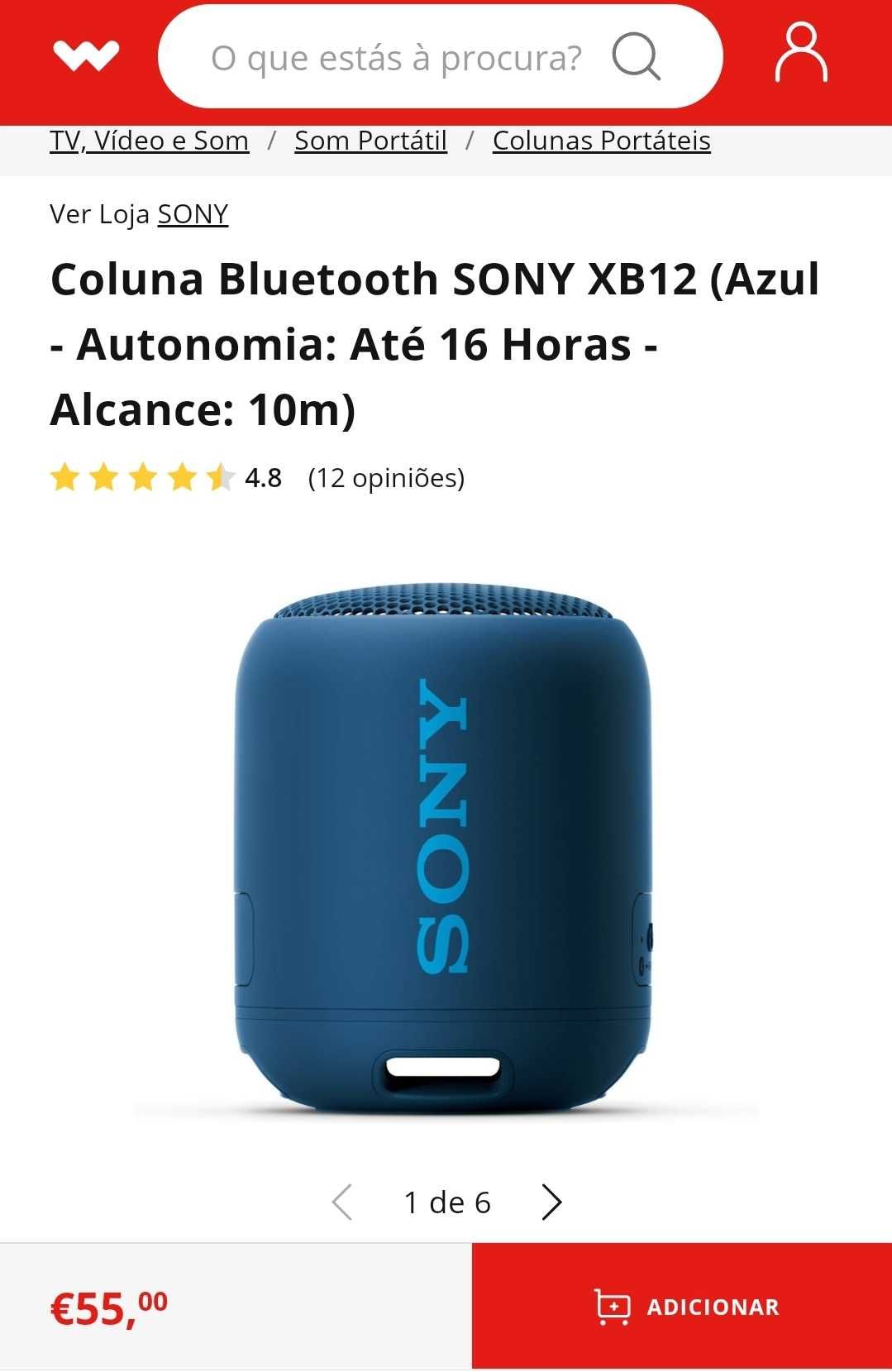Coluna bluetooth Sony como nova