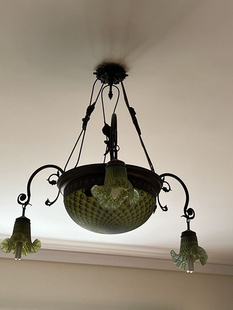 Candeeiro  art deco tecto , cor verde , impecavel