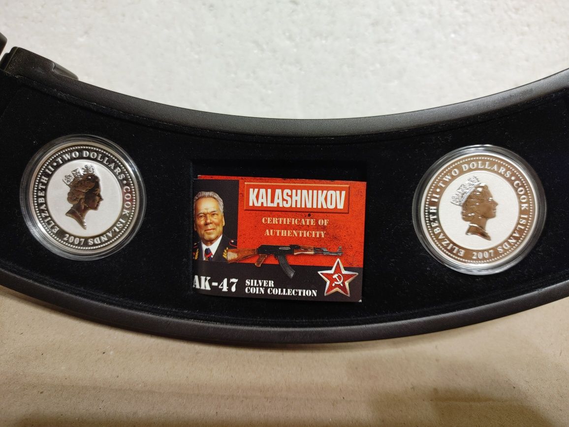 Набор серебряных монет посвящённый 60-летию автомата Калашникова АК-47