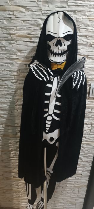 Strój kościotrupa, przebranie halloweenowe, r. 122-134 cm