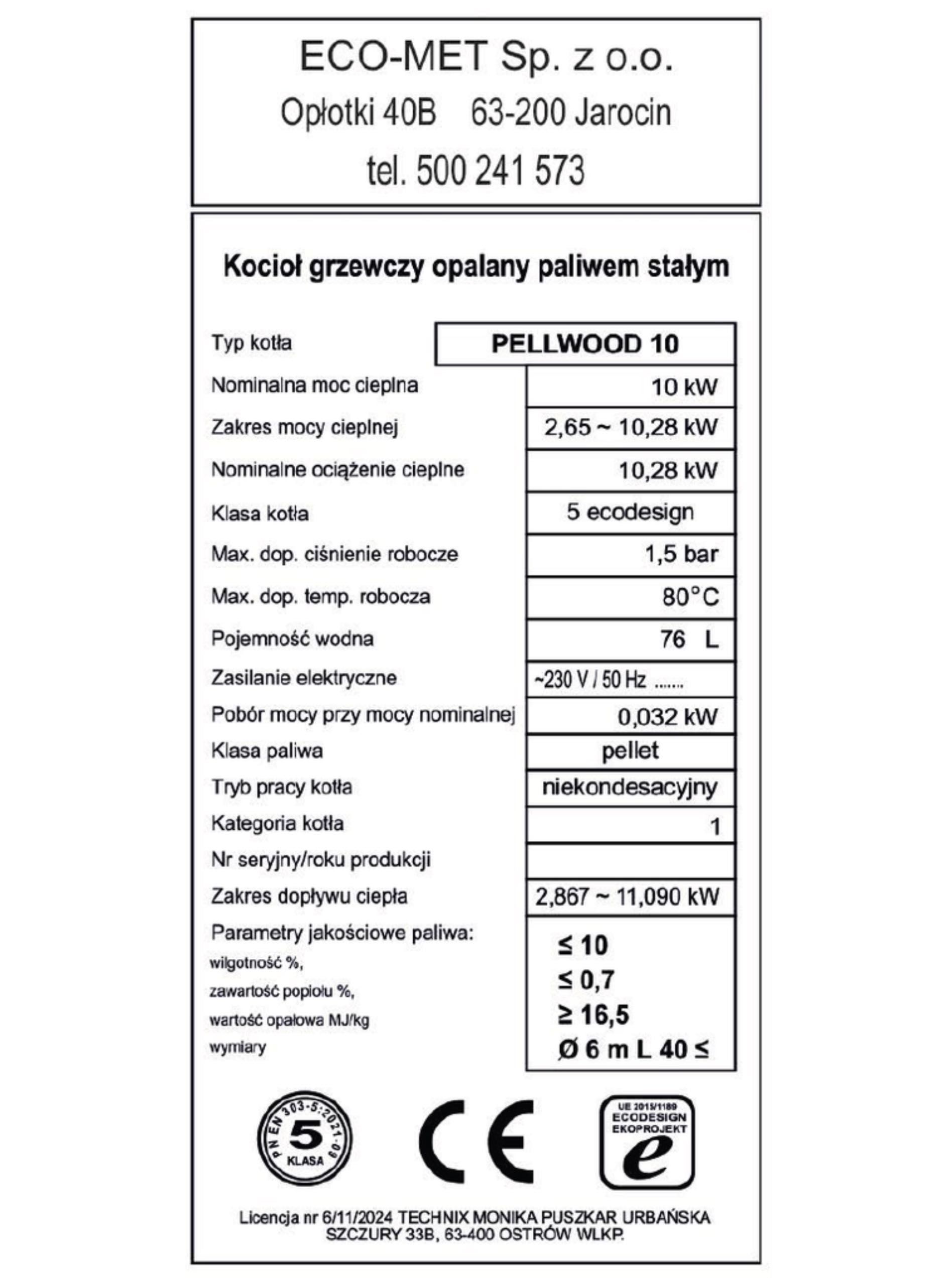 Dofinansowanie "Czyste Powietrze" Kocioł TECHNIX PELLWOOD 10kW