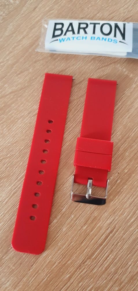 Barton Watch Band - pasek silikonowy - quick release - 20 mm  czerwony