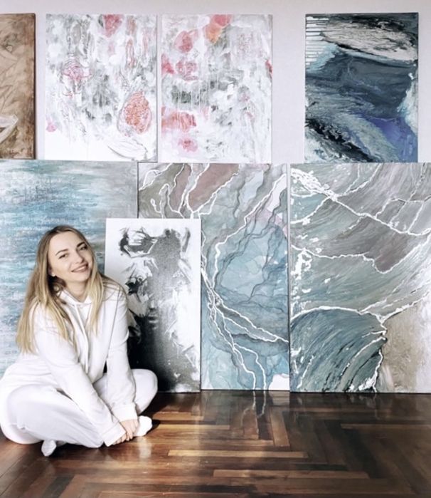 картина акрилом с золотом