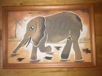 Quadro pintura de elefante em areia