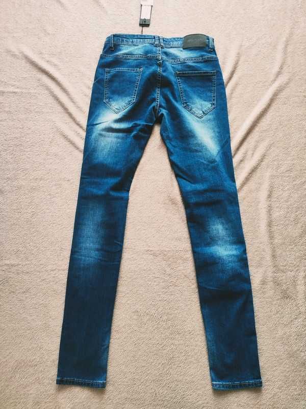 Granatowe spodnie jeansowe męskie regular fit, New Boy, S/29