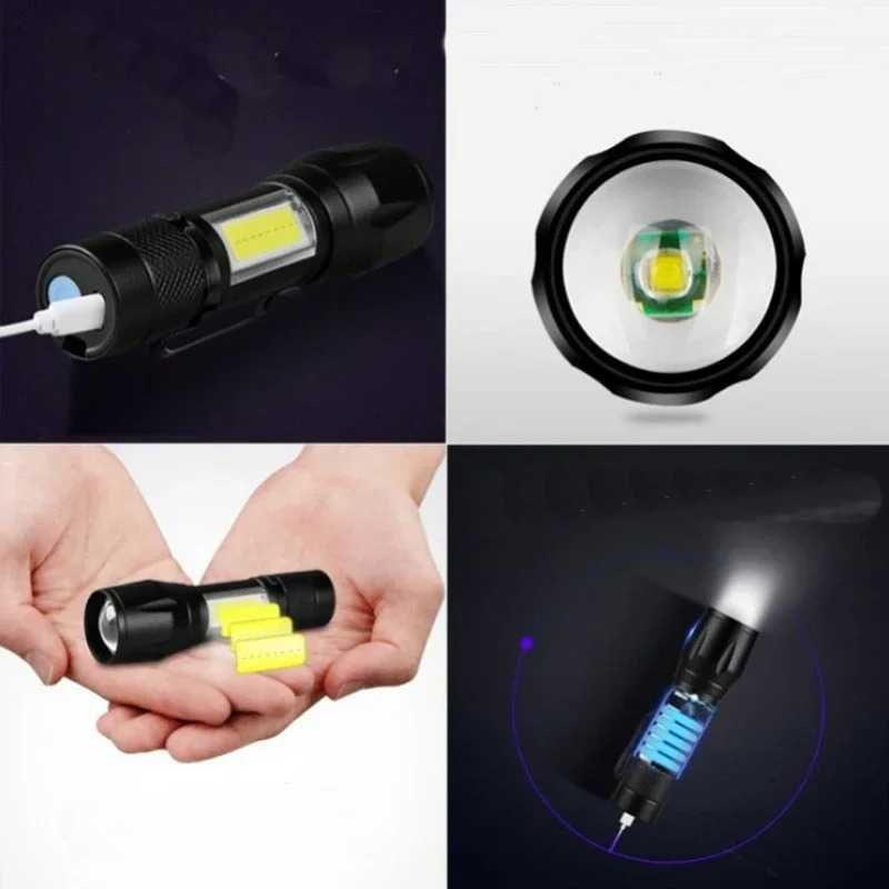 Latarka LED UV do Bursztynów Tester klimatyzacji + COB USB aku LT29