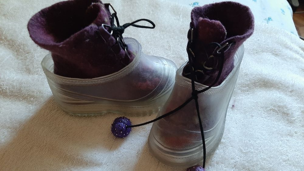 Ботиночки ( валенки) из валяльной шерсти Мериноса + калоши