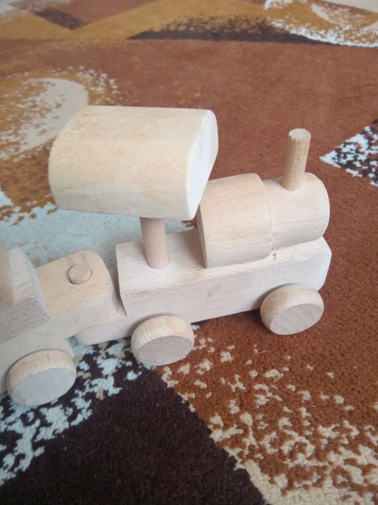 Zabawki drewniane pociąg i wagony