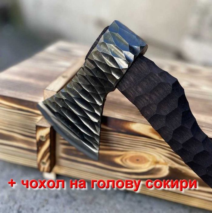 Сокира ручної роботи КАМІНЬ TR7 з чохлом Топор ручной работы