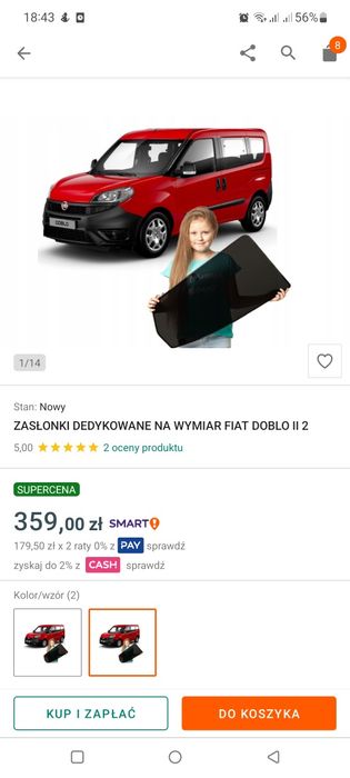 Zasłonki przeciwsłoneczne dedykowane Fiat doblo II