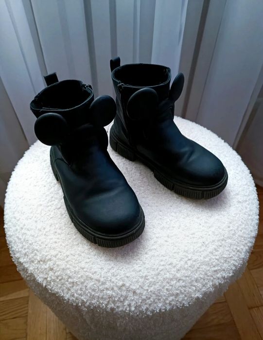 Botki ZARA, Mickey Mouse, buty z uszkami Myszka Miki, sztyblety, 26