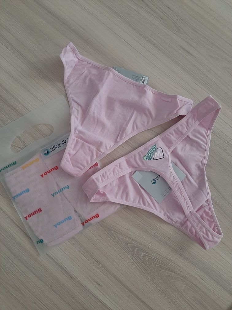 2+1 Stringi dziewczęce Atlantic, rozmiar M i L, 2 sztuki