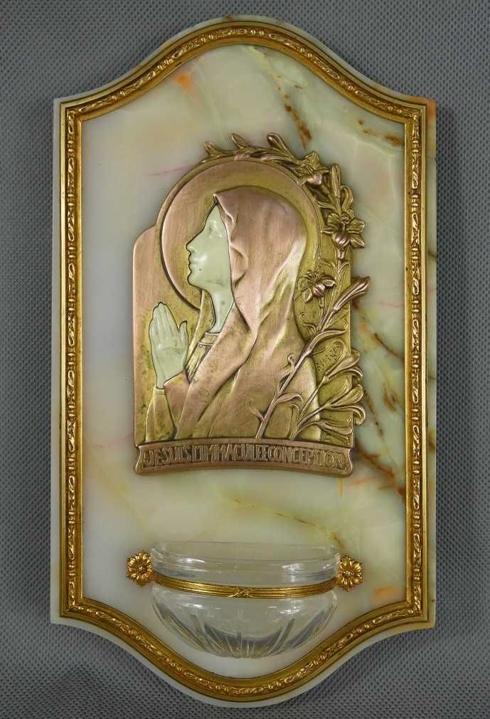 KROPIELNICA Matka Boża z Lilią alabaster Niepokalane Poczęcie 26,5cm