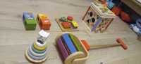 Komplet zestaw zabawek drewnianych montessori pchacz kostka sorter