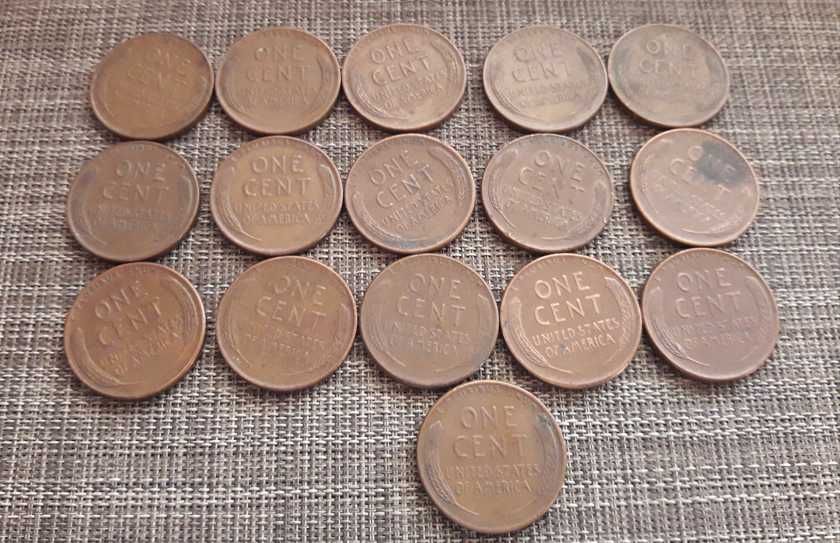 1 цент США , погодовка 1940 - 1958 . 16 монет (4)