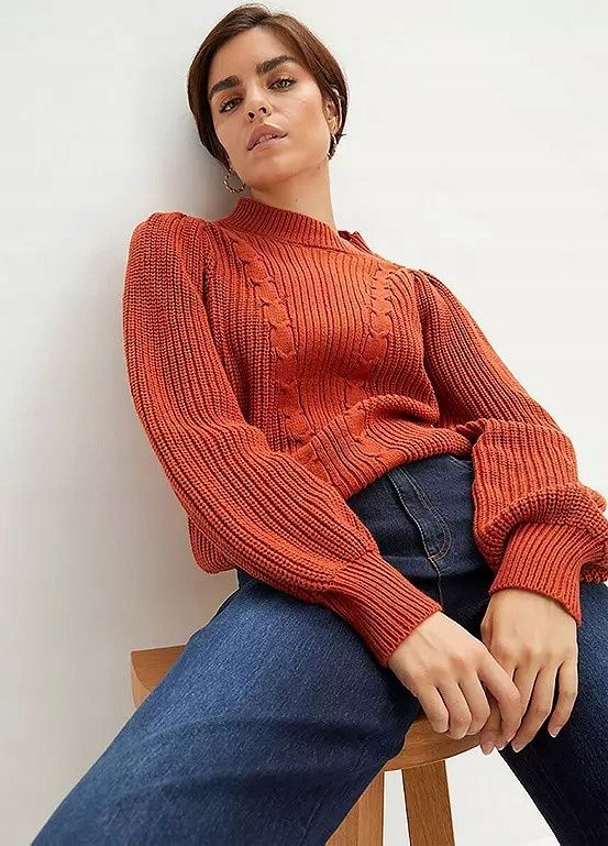 B.P.C sweter rudy dzianinowy 48/50.