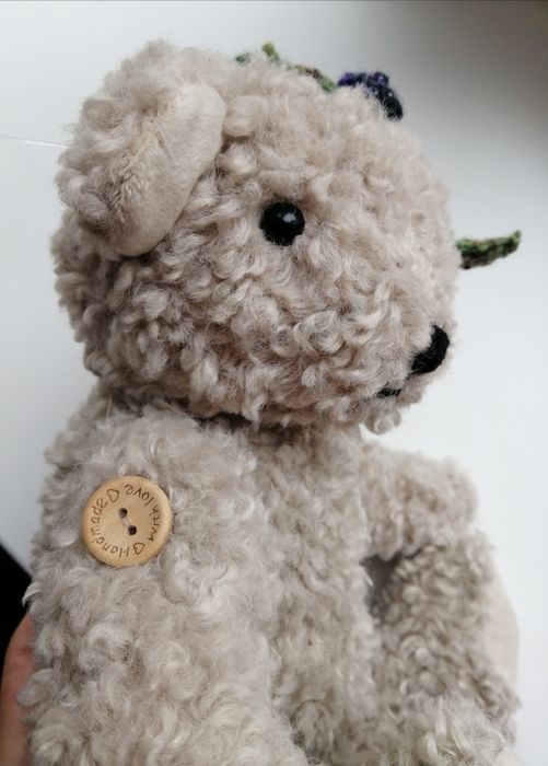 Ведмедик шарнірний колекційний, букле, сірий, handmade, teddy bear