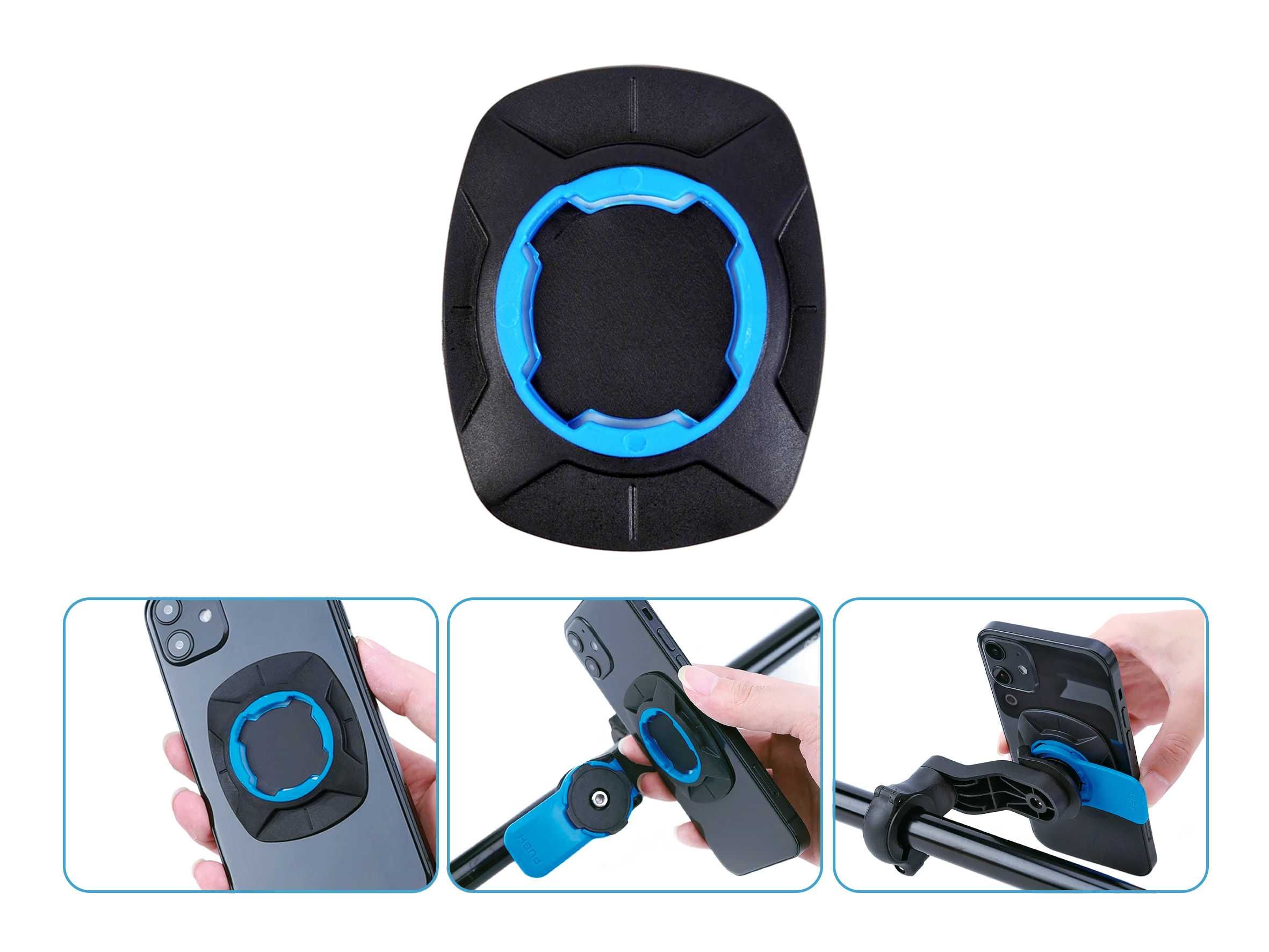 Adaptador de telemóvel com adesivo para suporte género Quad Lock