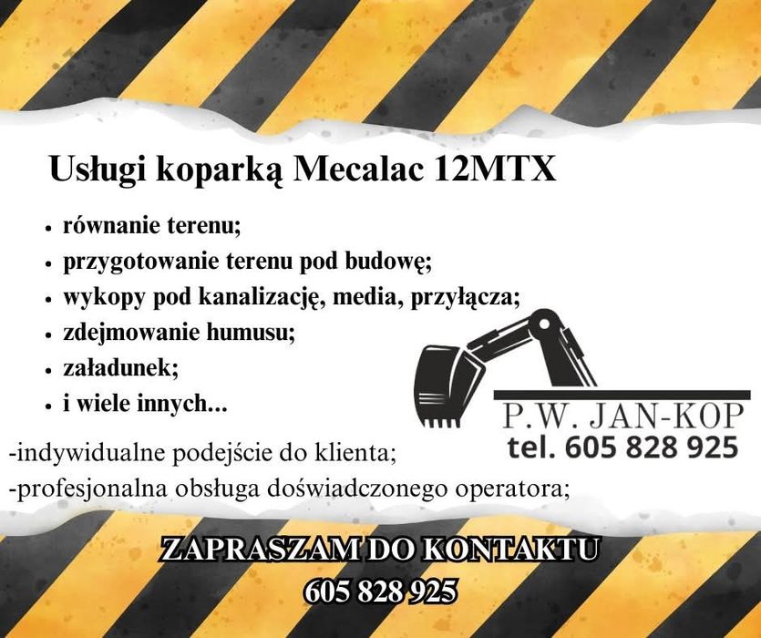 Usługi koparką Mecalac 12mtx
