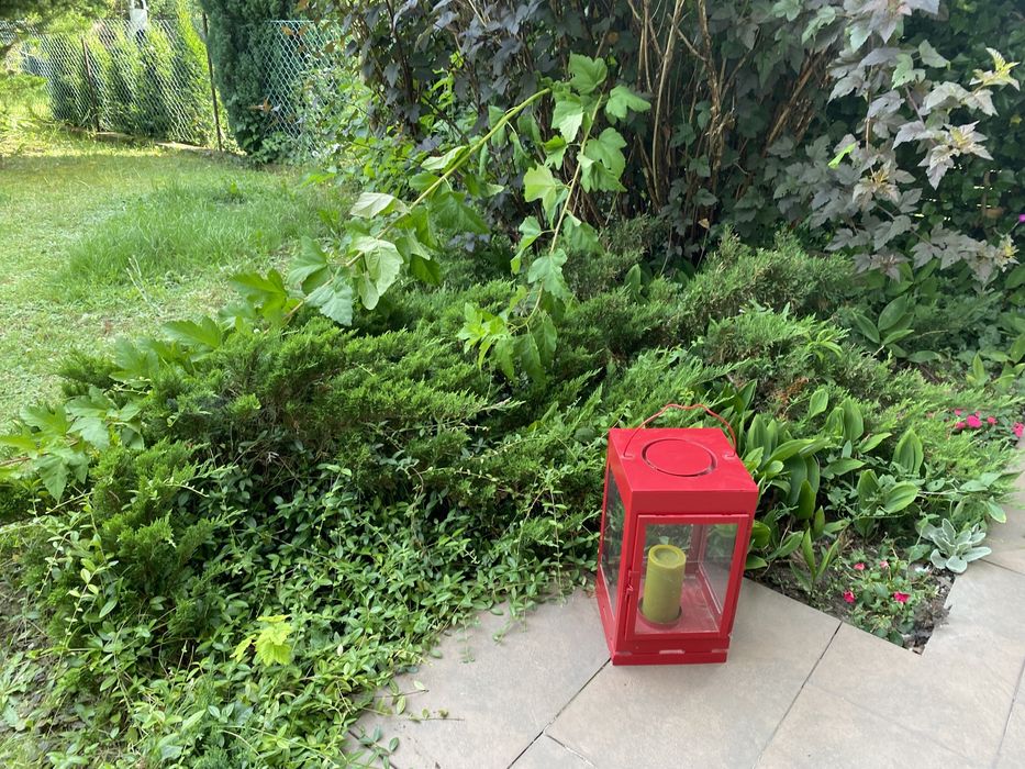 Lampion latarnia metalowa ikea czerwony na swiecę duży