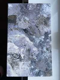 Obraz abstrakcja akrylowy handmade pouring szary fioletowy chaos fale