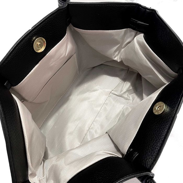 Стильна жіноча сумка гондола преміум якості екошкіра чорна велика тоут