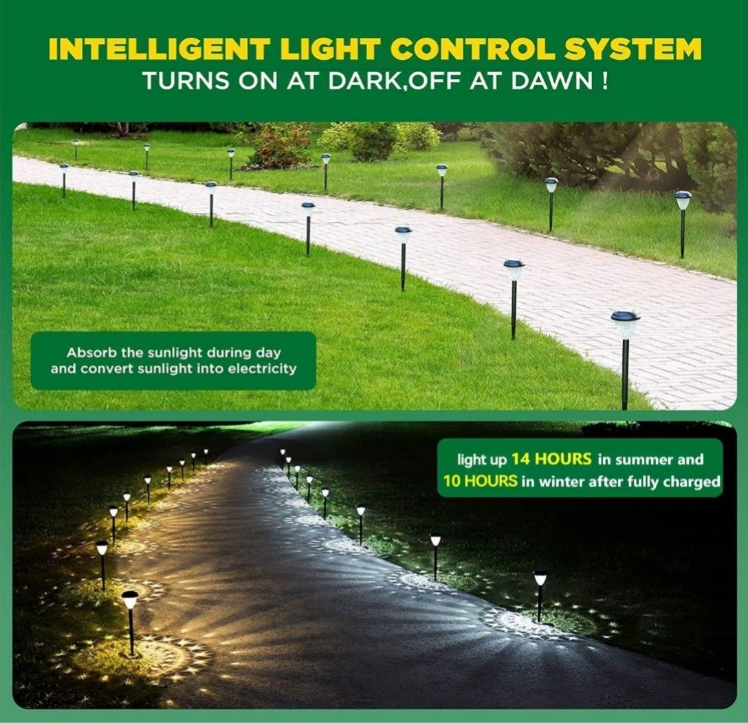 Lampy solarne do ogrodu, zestaw 6 sztuk, 42 cm