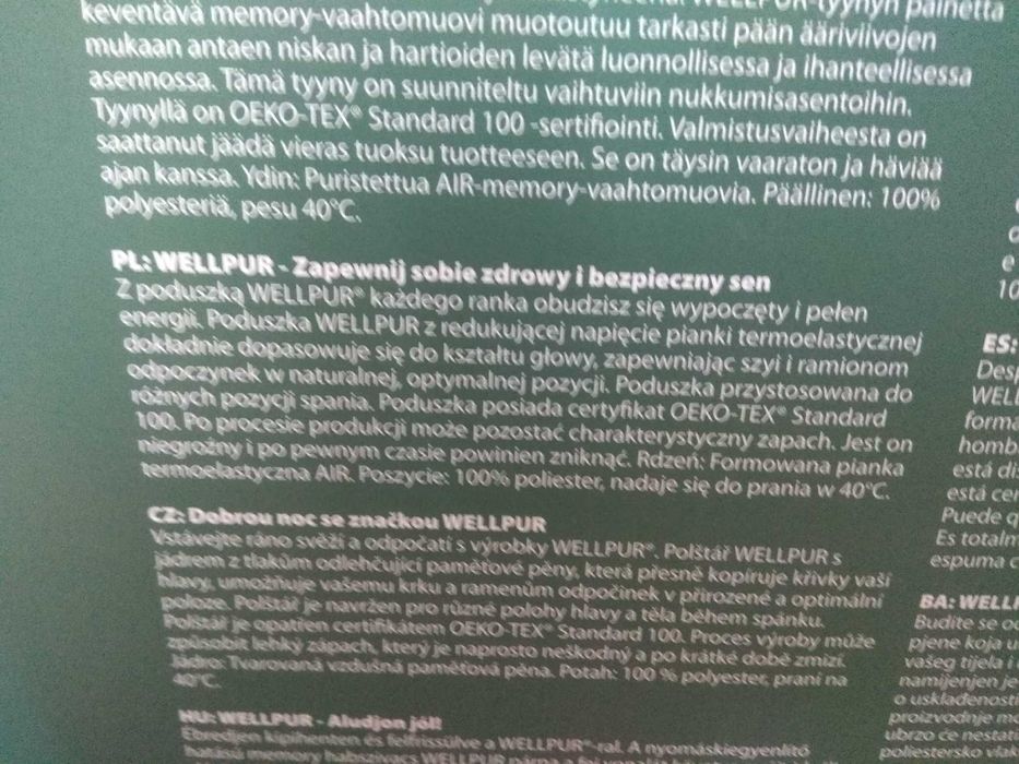 Poduszka WELLPUR ETNE z pianki termoelastycznej