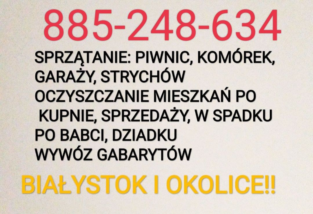 Sprzątanie,oczyszczanie likwidacja mieszkań,domów,piwnic,wywóz mebli