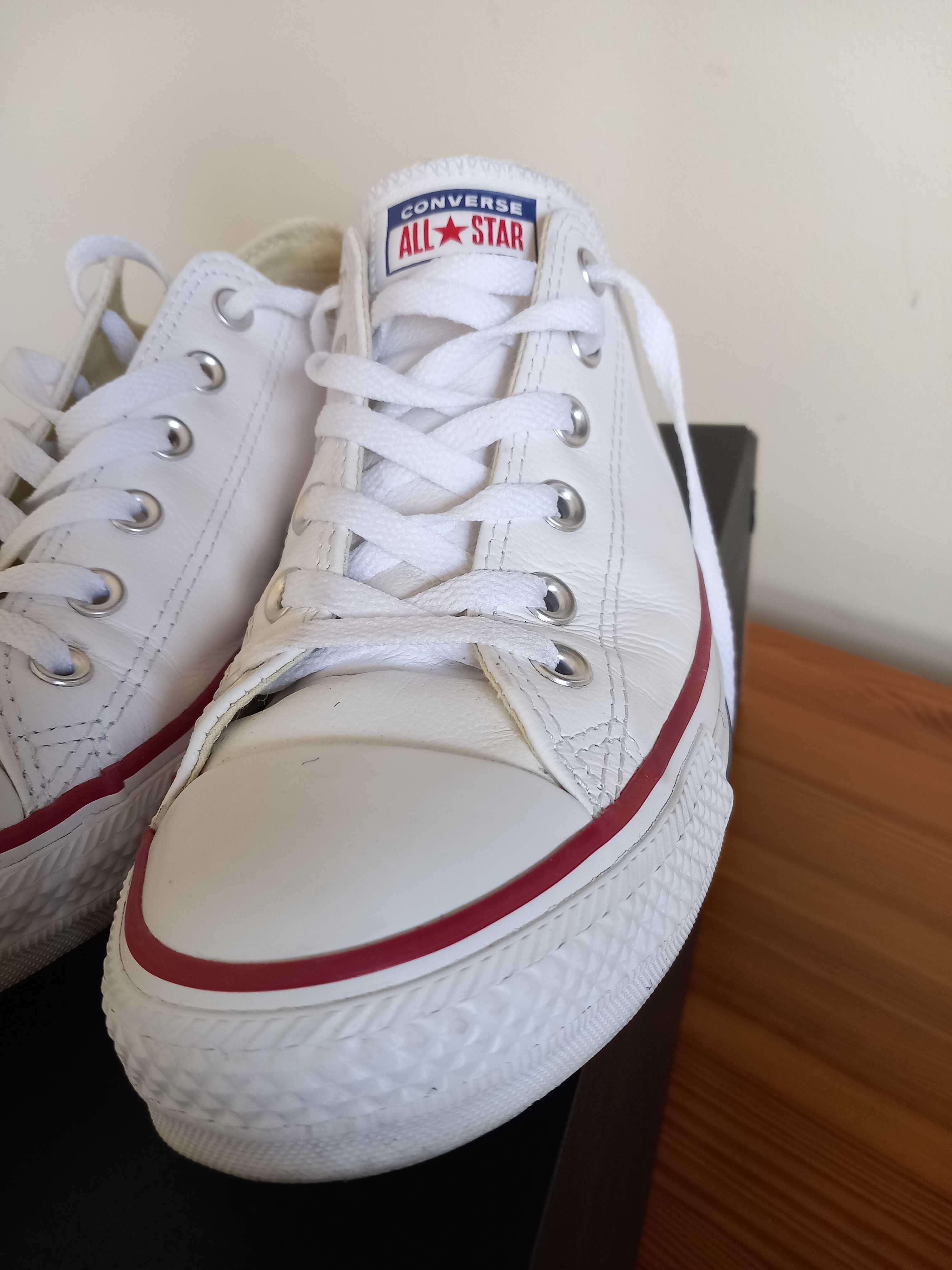 Converse All Star białe trampki niskie klasyczne oryginał, skórzane 41