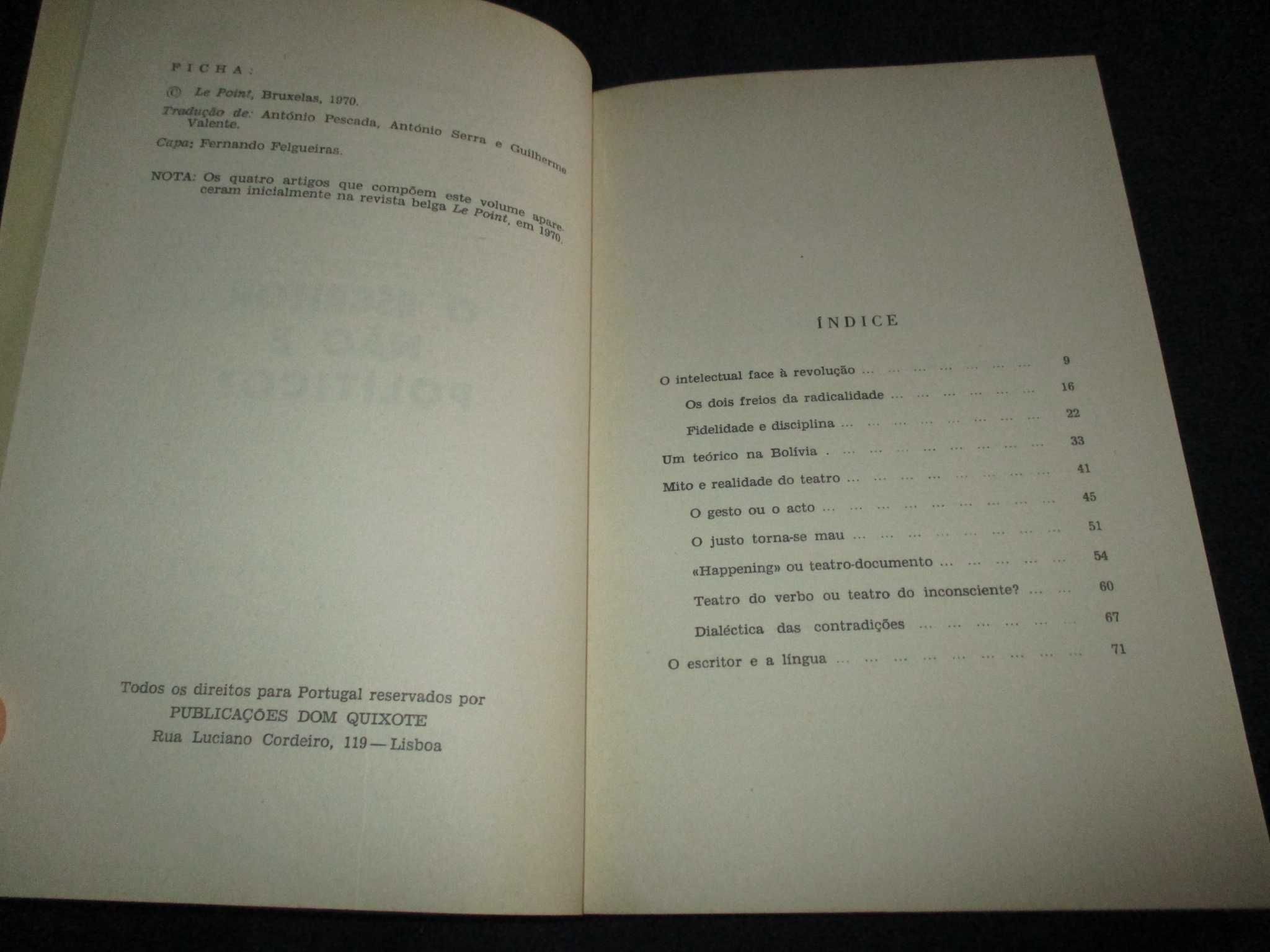 Livro O Escritor não é político? Jean-Paul Sartre