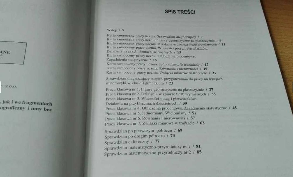 Matematyka krok po kroku sprawdziany 1 gimnazjum Iwanowska Respolona